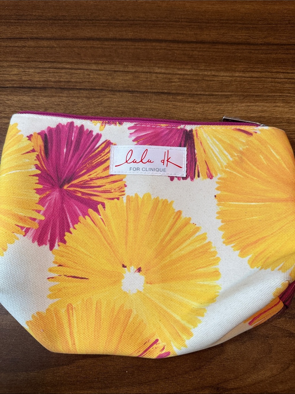 Clinique Yellow & Pink Floral Cosmetic Pouch lulu d k